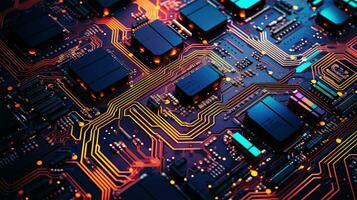 AI generated circuit board electronic background photo