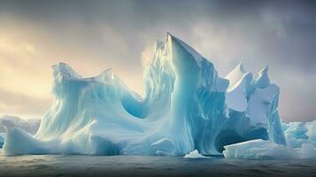AI generated arctic pinnacled icebergs landscape photo
