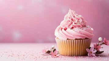 AI generated sweet buttercream cupcake food photo