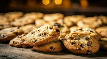 AI generated homemade chip cookies food photo