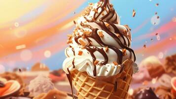 AI generated caramel sweet ice cream photo