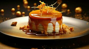 AI generated caramel mousse dessert food photo