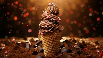 AI generated sweet chocolate ice cream photo