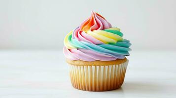 AI generated dessert rainbow cupcake food photo