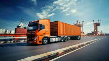 AI generated logistics truck ship cargo photo