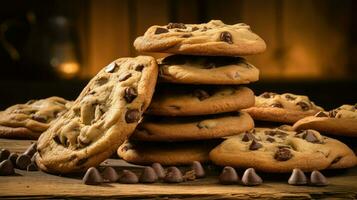 AI generated chocolate pile cookies food photo