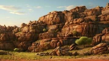 AI generated sandstone mesa hills landscape photo