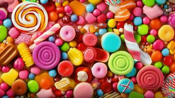 AI generated lollipops top candy food photo