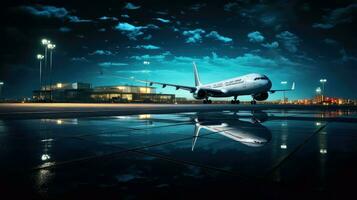 AI generated travel plane airport background photo