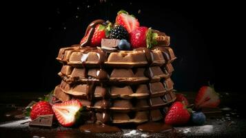 AI generated delicious chocolate waffle food photo