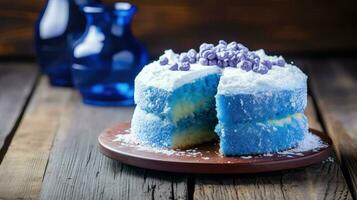 AI generated bakery blue cake food photo
