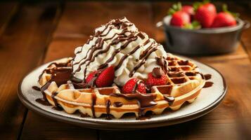 AI generated belgium belgian waffle food photo