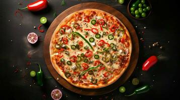 AI generated crust pepper pizza food photo