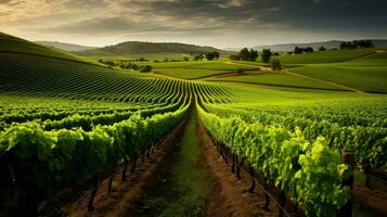 AI generated grapes vineyards farmland landscape photo