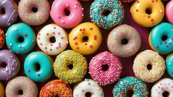 AI generated bakery colorful donut food photo