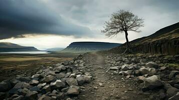 AI generated volcanic basalt plateau landscape photo