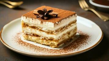 AI generated sweet brown tiramisu food photo