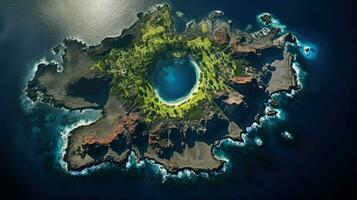 AI generated crater volcanic island landscape photo