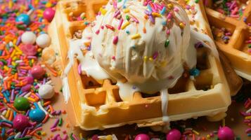 AI generated snack syrup waffle food photo