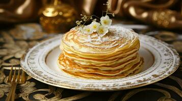 ai generado delicioso dorado tortita comida foto