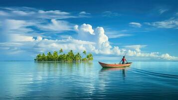 AI generated ocean coral island atoll photo