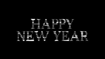 Happy New Year ascii animation on black background. Ascii art code symbols with shining and glittering sparkles effect backdrop. Attractive attention promo. video