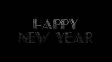 Happy New Year ascii animation on black background. Ascii art code symbols with shining and glittering sparkles effect backdrop. Attractive attention promo. video