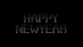 contento nuevo año ascii animación en negro antecedentes. ascii Arte código símbolos con brillante y reluciente destellos efecto fondo. atractivo atención promoción. video