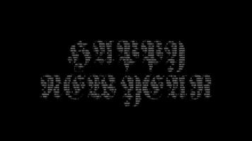 Lycklig ny år ascii animering på svart bakgrund. ascii konst koda symboler med lysande och glittrande pärlar effekt bakgrund. attraktiv uppmärksamhet kampanj. video