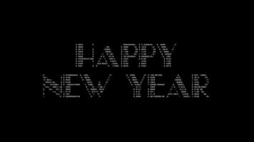 Happy New Year ascii animation on black background. Ascii art code symbols with shining and glittering sparkles effect backdrop. Attractive attention promo. video