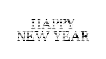 Happy New Year ascii animation on white background. Ascii art code symbols with shining and glittering sparkles effect backdrop. Attractive attention promo. video