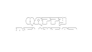 contento nuevo año ascii animación en blanco antecedentes. ascii Arte código símbolos con brillante y reluciente destellos efecto fondo. atractivo atención promoción. video