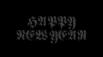 contento nuovo anno ascii animazione su bianca sfondo. ascii arte codice simboli con splendente e luccicante scintille effetto sfondo. attraente Attenzione promo. video