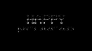 Happy New Year ascii animation on black background. Ascii art code symbols with shining and glittering sparkles effect backdrop. Attractive attention promo. video