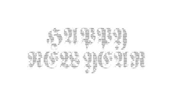 Happy New Year ascii animation on white background. Ascii art code symbols with shining and glittering sparkles effect backdrop. Attractive attention promo. video