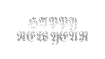 Happy New Year ascii animation on white background. Ascii art code symbols with shining and glittering sparkles effect backdrop. Attractive attention promo. video