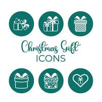 Set of christmas present stickers icons Vector illustration