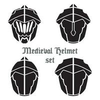 Set of medieval helmets icons Vector illustration