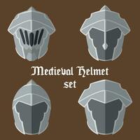 Set of medieval helmets icons Vector illustration