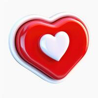 AI generated Heart icon on white background photo