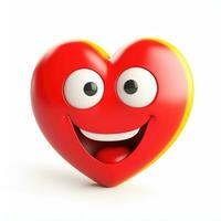 AI generated Cartoon style red heart emoji isolated white background photo