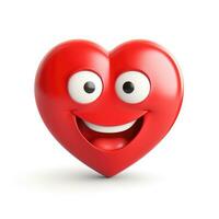 AI generated Cartoon style red heart emoji isolated white background photo