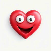 AI generated Cartoon style red heart emoji isolated white background photo