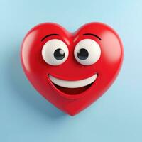 AI generated Red heart with eyes and mouth on blue background photo