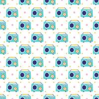 Radio Seamless Pattern Illustration Design with Player for Record and Listening to Music in Flat Cartoon Template vector