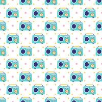 Radio Seamless Pattern Illustration Design with Player for Record and Listening to Music in Flat Cartoon Template vector