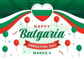 Happy Bulgaria Liberation Day Vector Illustration on March 3 with Bulgarian Flag and Ribbon in National Holiday Flat Cartoon Background Design