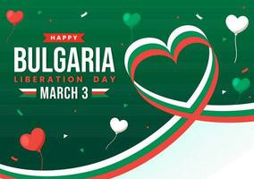 contento Bulgaria liberación día vector ilustración en marzo 3 con búlgaro bandera y cinta en nacional fiesta plano dibujos animados antecedentes diseño