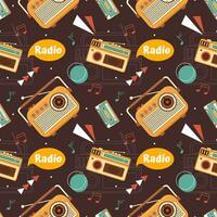 Radio Seamless Pattern Illustration Design with Player for Record and Listening to Music in Flat Cartoon Template vector