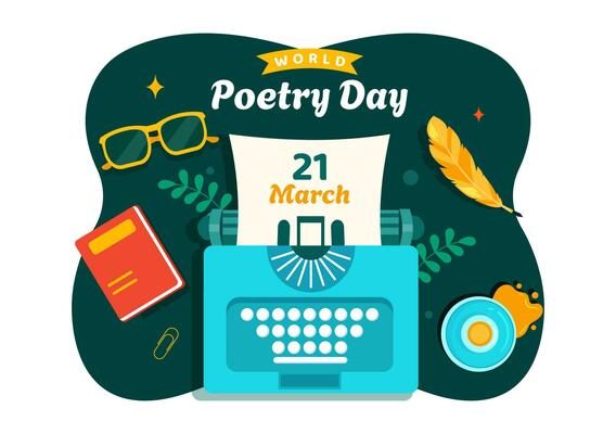 World Poetry Day Vector Illustration on March 21 with a Quill, Ink, Paper, Typewriter and Book to Writing in Literature Flat Cartoon Background